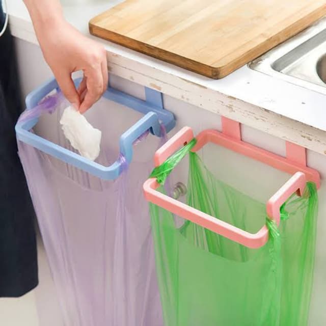 Kitchen Organizer Home Cupboard Door Rack Plastic Kitchen Garbage Bags Hold